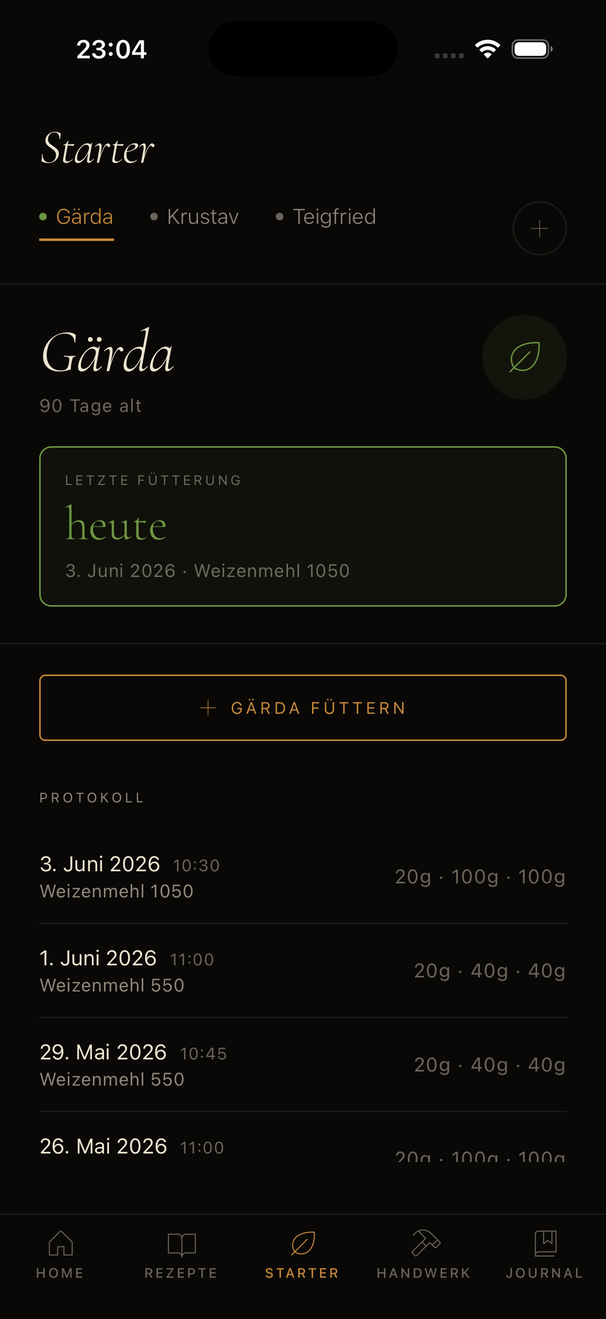 Screenshot: Starter-Pflege in Krume